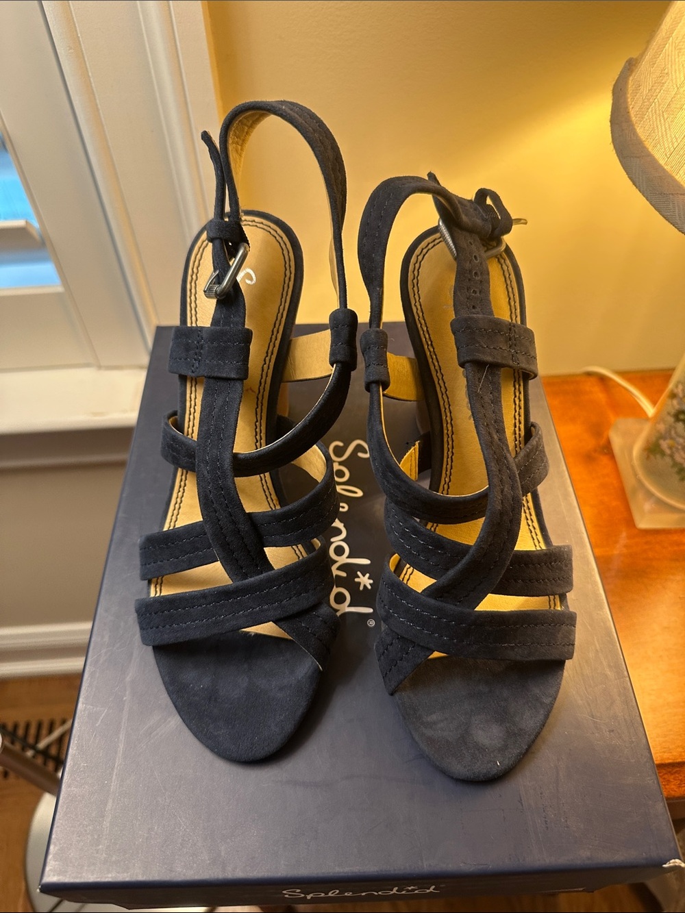 Splendid Black Strappy Suede Heeled Sandals